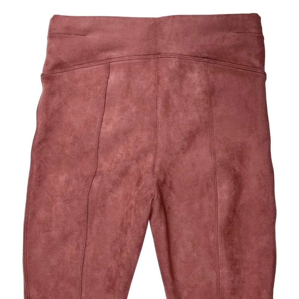 Spanx Women Medium Petite Rich Rose Pink Faux Suede Legging‎